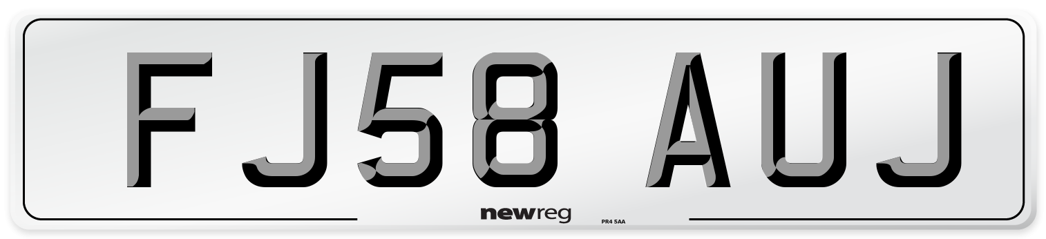 FJ58 AUJ Number Plate from New Reg
